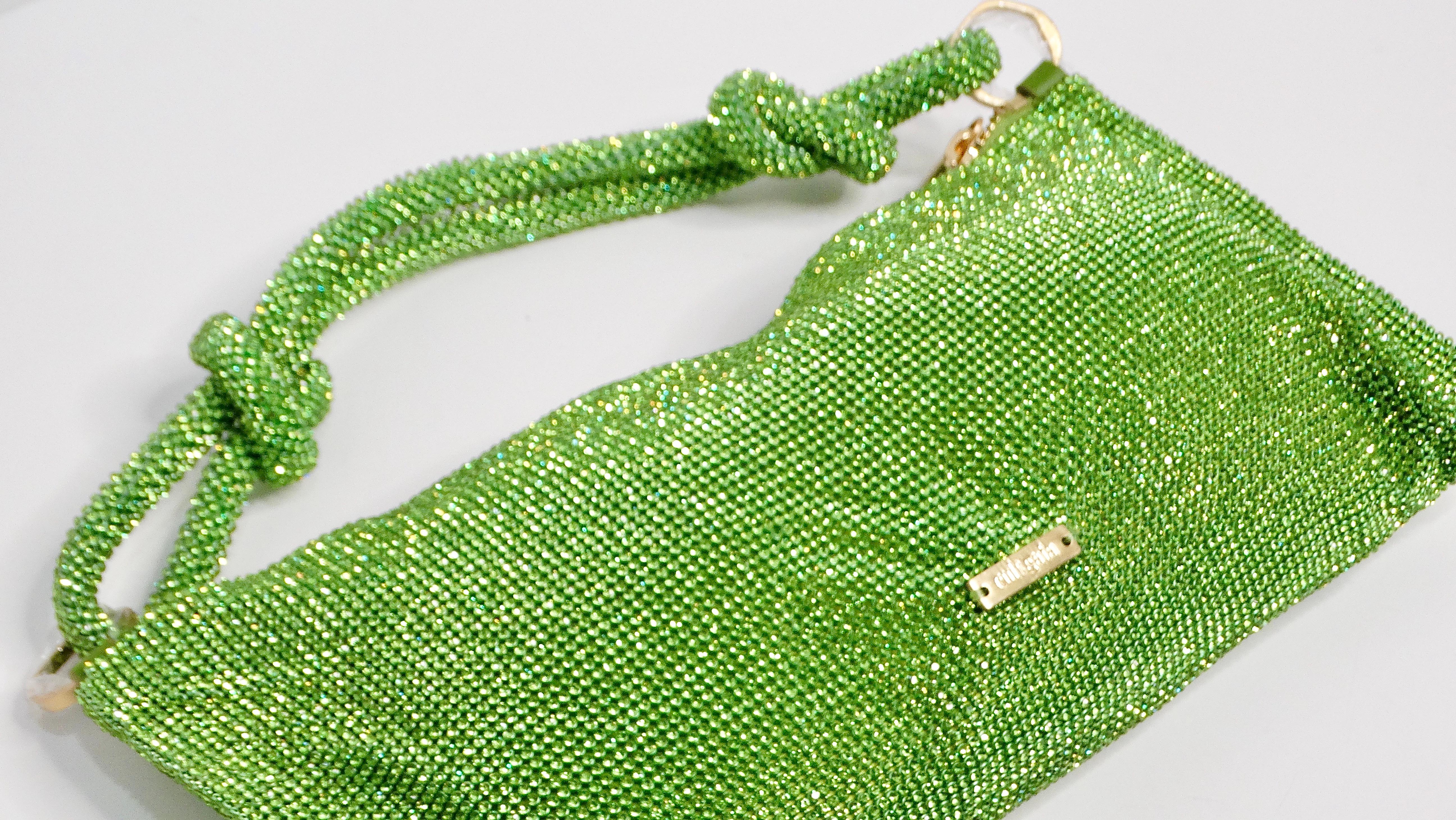 Cult Gaia Green Nano Hera Crystal Handbag For Sale 2