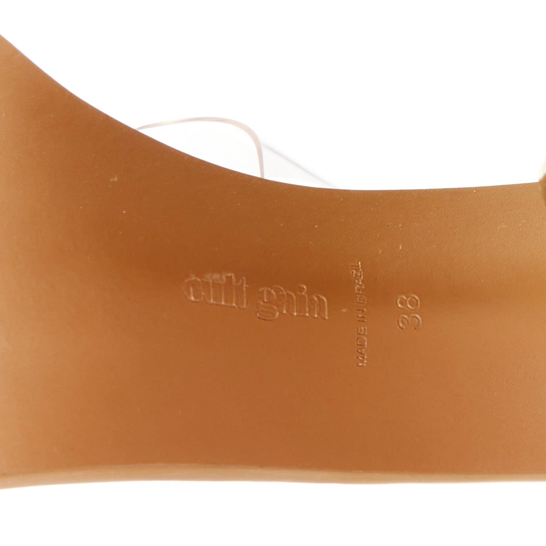 CULT GAIA Meta gold sculptural heel clear PVC mule sandals EU38 5