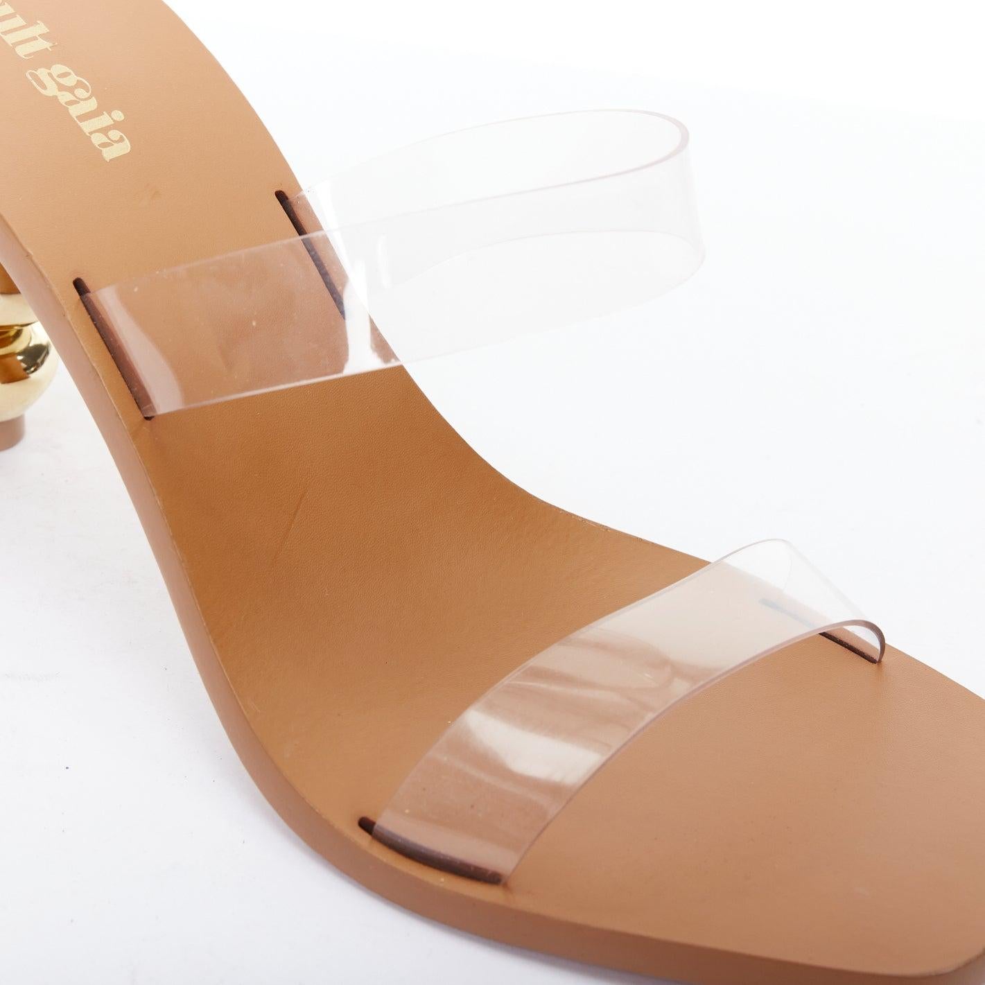 CULT GAIA Meta gold sculptural heel clear PVC mule sandals EU38 2