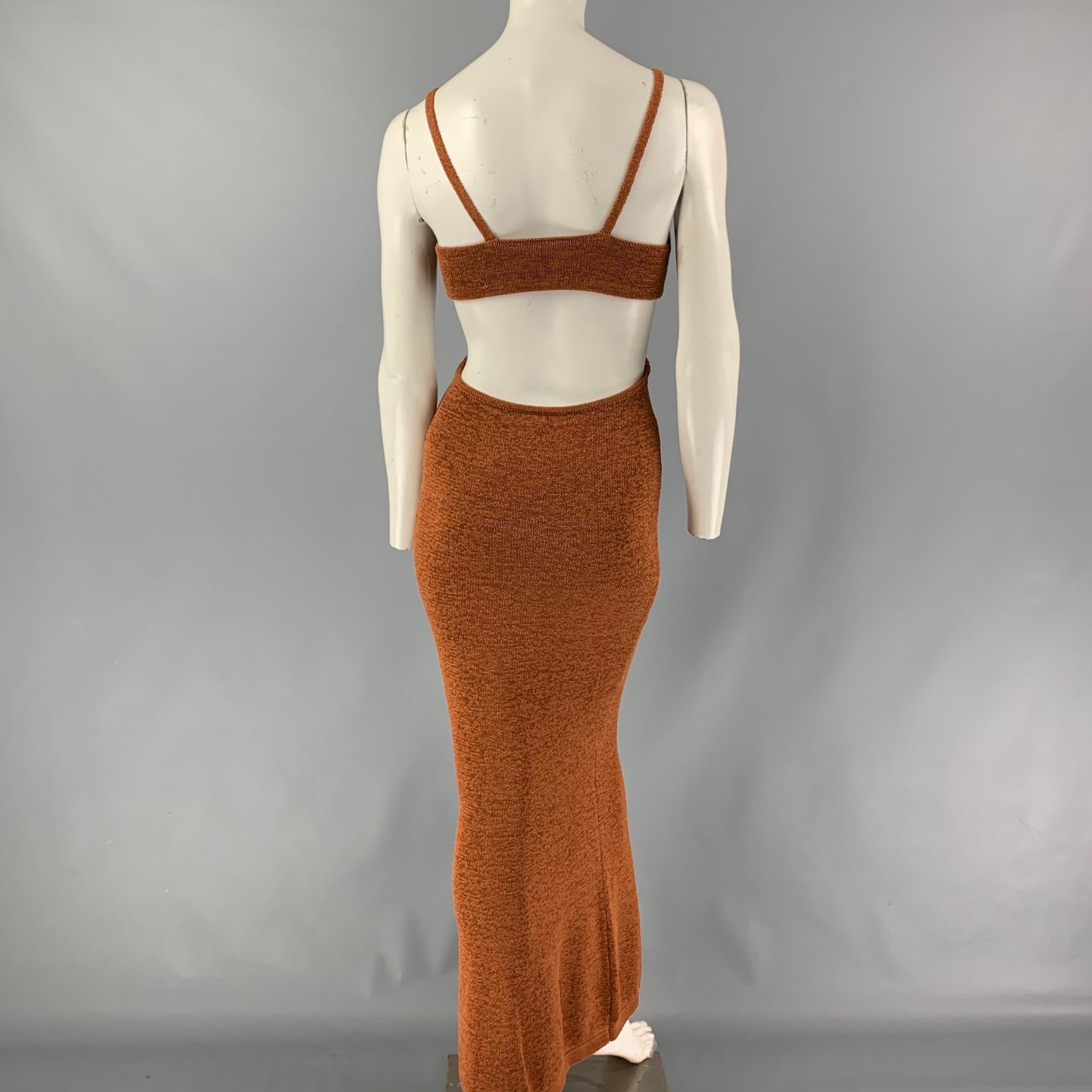 CULT GAIA Size S Rust Cotton Polyester Serita Knit Dress In New Condition In San Francisco, CA