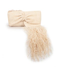 Pochette Cult Gaia Donna Beige Raffia Banu con frange intrecciate