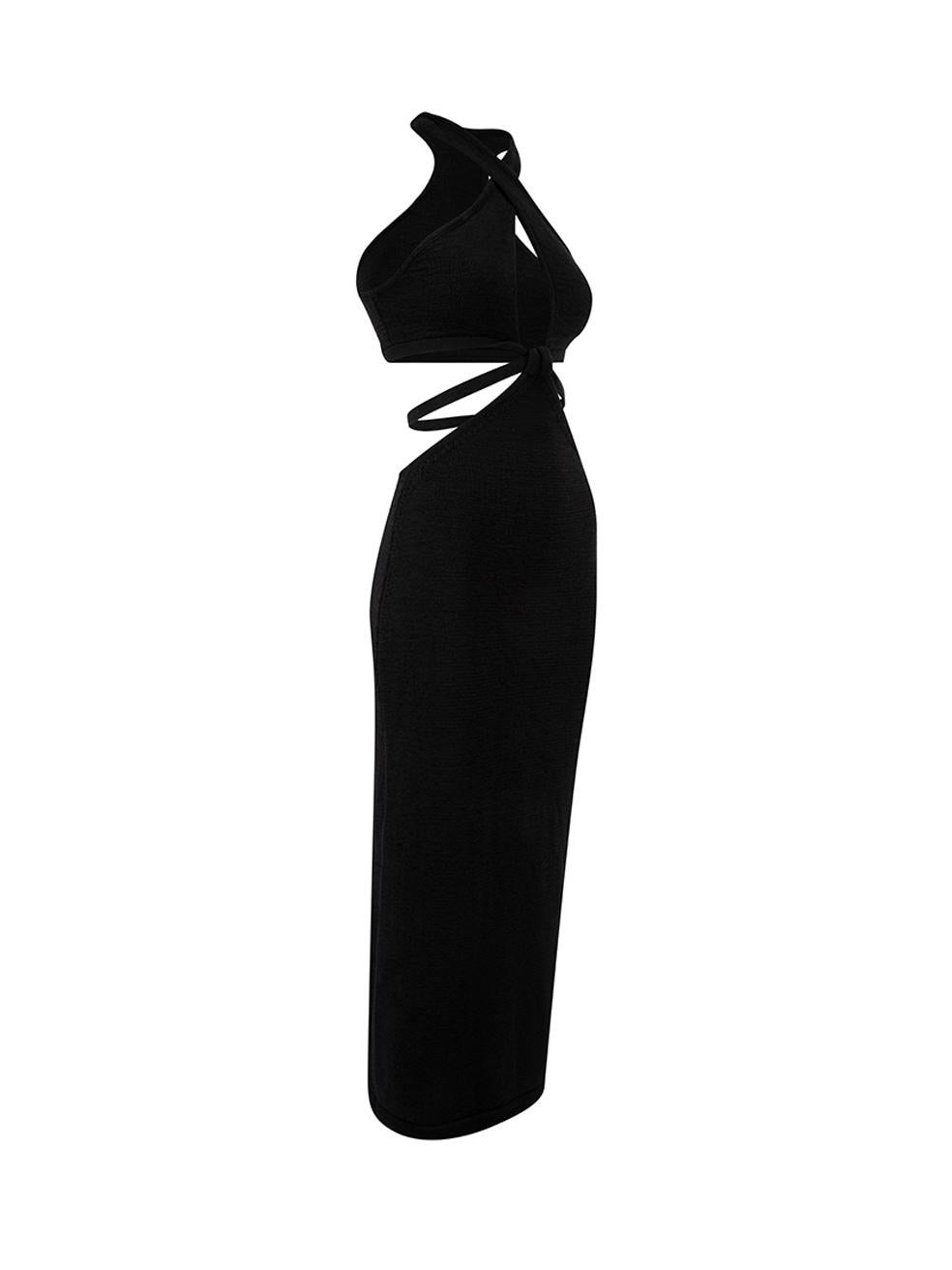 CONDITION is Very good. Hardly any visible wear to dress is evident on this used Cult Gaia designer resale item.   Details  Black Cotton- elastane Midi dress Halterneck Open back Tie waist belt   Made in China  Composition 77% Cotton and 23%