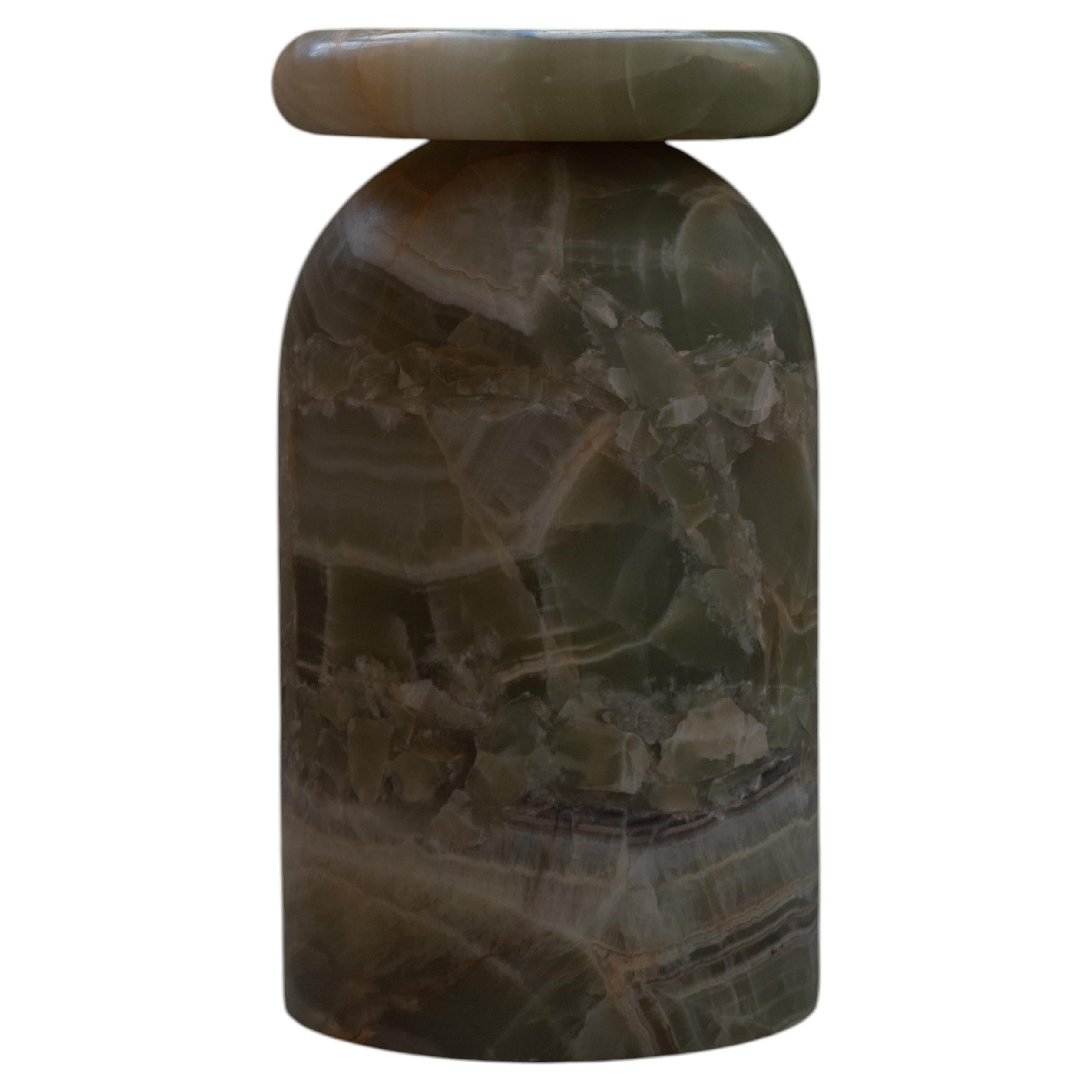 Cult Hand-Sculpted Stool & Side Table in Green Marble & Onyx by Panorammma