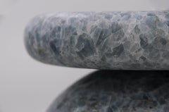 Cult Stool, Sculptural Side Table, Blue Calacite
