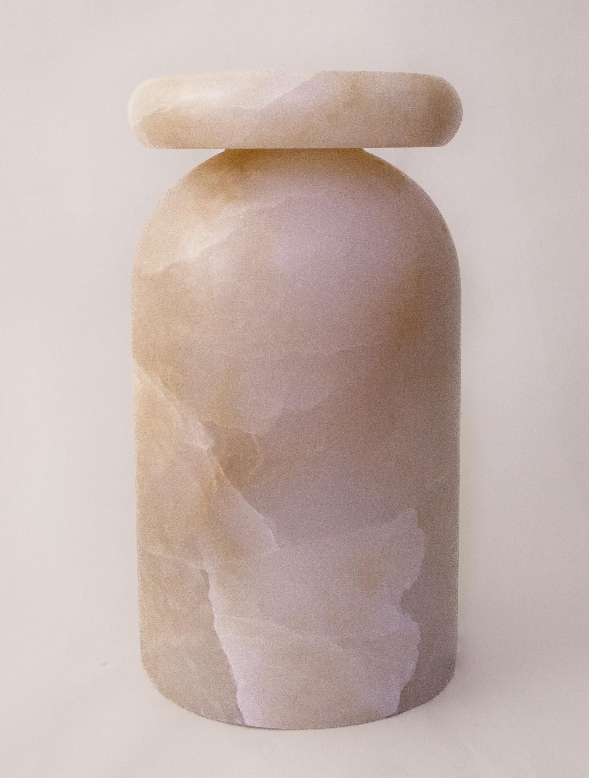 Mexicain Tabouret Cult sculptural, onyx de glace mexicain / marbre en vente