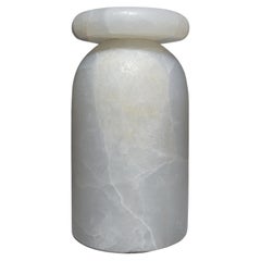 Cult Stool, Sculptural Side Table, Mexican Ice Onyx / Marble