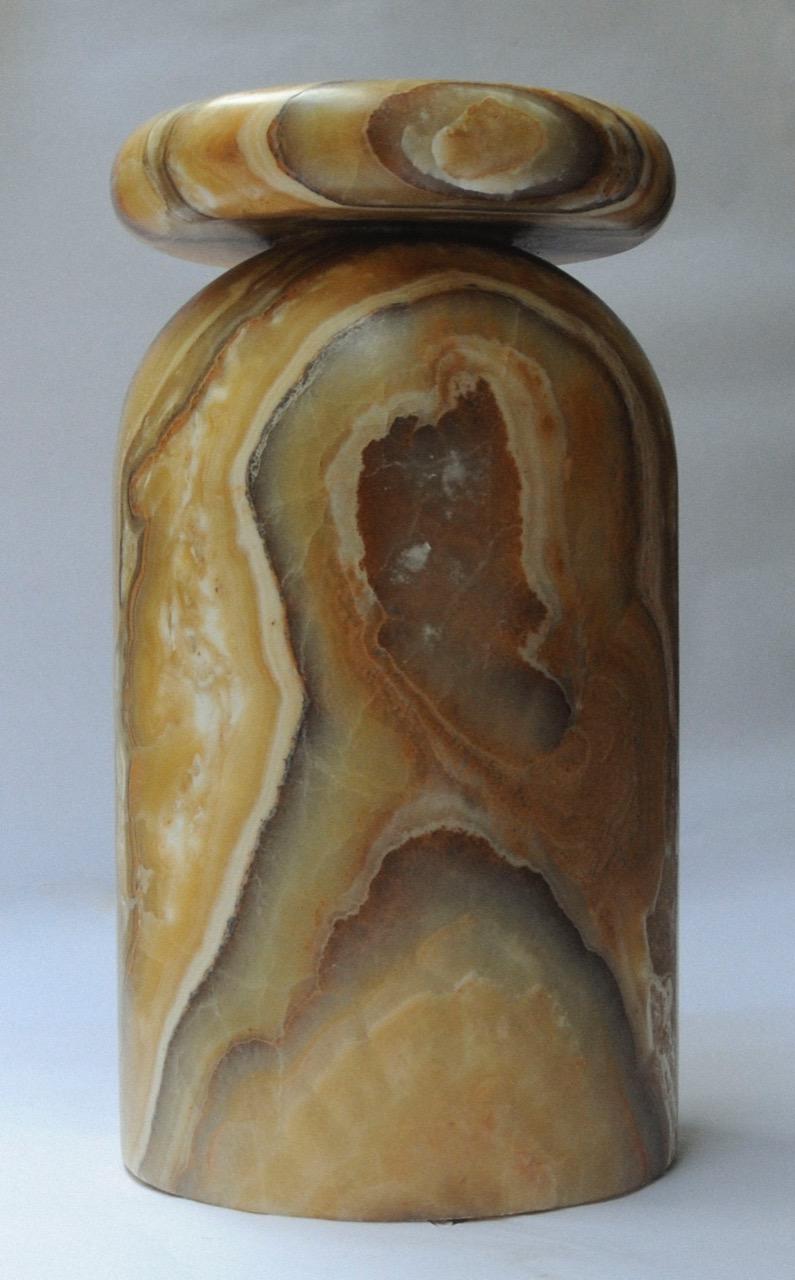 Cult Stool, Sculptural Side Table, Mexican Onyx Marble Conglomerate For Sale 2