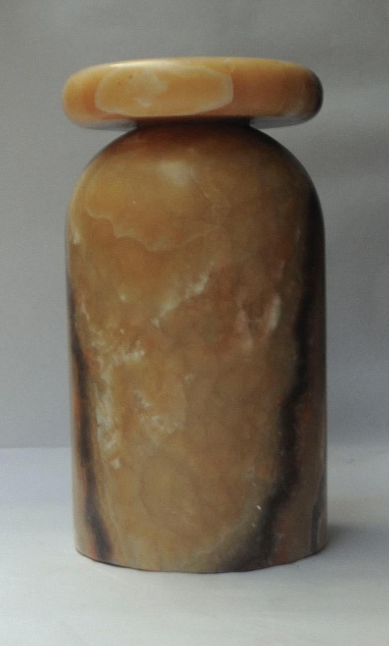 Cult Stool, Sculptural Side Table, Mexican Onyx Marble Conglomerate For Sale 3