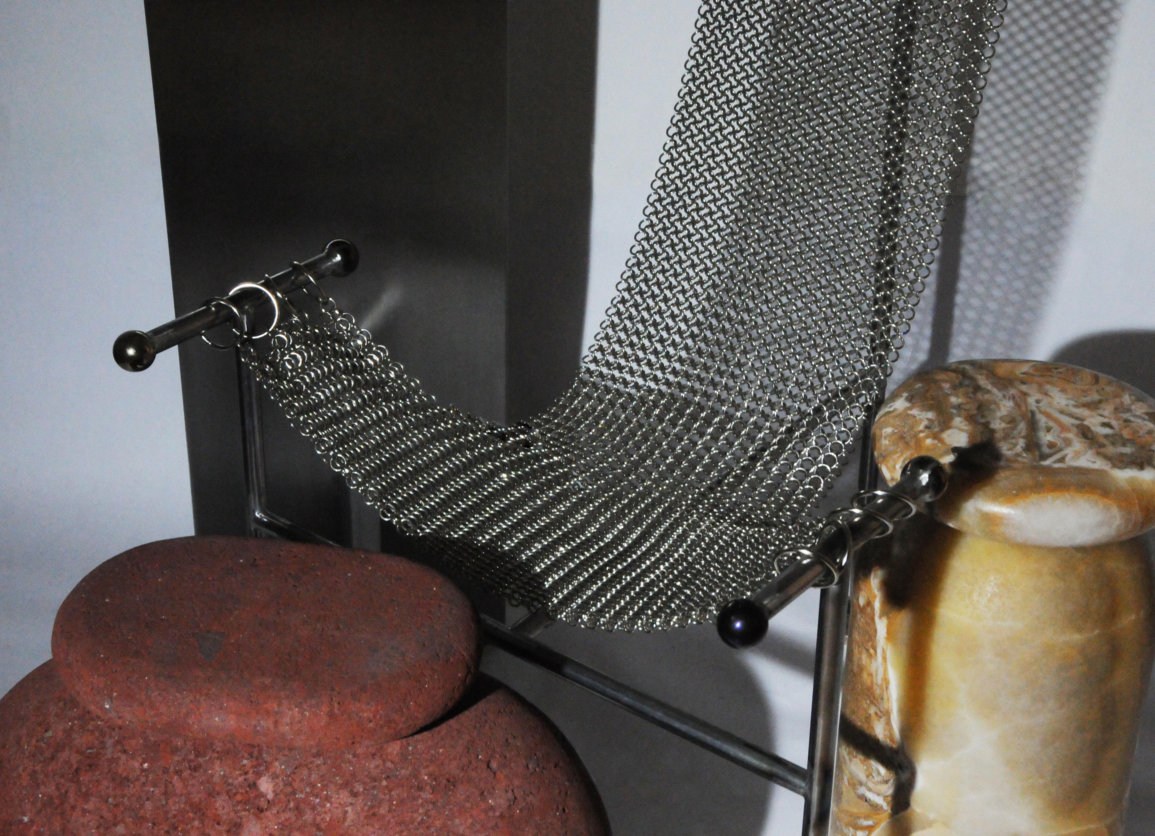 Cult Stool, Sculptural Side Table, Mexican Onyx Marble Conglomerate For Sale 3