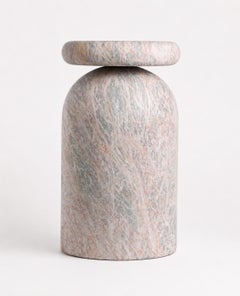 Cult Stool, Sculptural Side Table, Rose Marble, Mexico