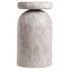 Cult Stool, Sculptural Side Table, Rose Marble, Mexico
