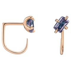 Cultivated Alexandrite Emerald-Cut Claw Earrings