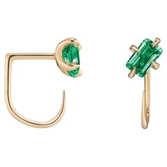 Cultivated Emerald Emerald-Cut Claw Ohrringe