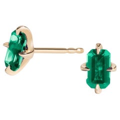 Cultivated Emerald Emerald-Cut Studs