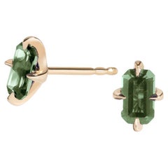 Cultivated Mint Sapphire Emerald-Cut Studs