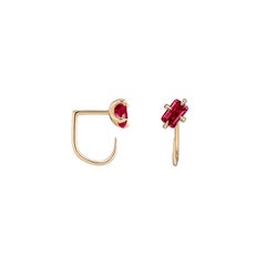 Cultivated Ruby Emerald-Cut Claw Earrings