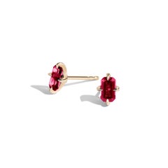 Cultivated Ruby Emerald-Cut Studs
