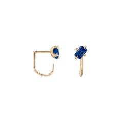 Cultivated Sapphire Emerald-Cut Claw Earrings