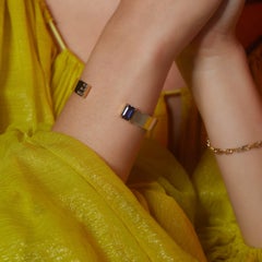 Cultivated Sapphire Emerald-Cut Cuff W/ Baguettes