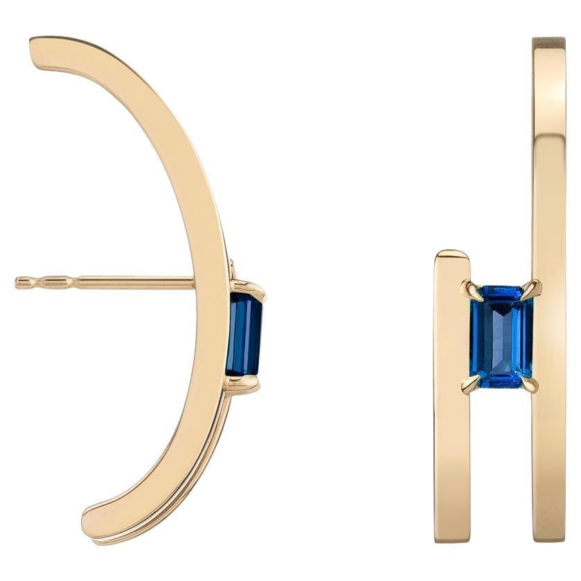 Cultivated Sapphire Zaha Double Arc Earrings For Sale
