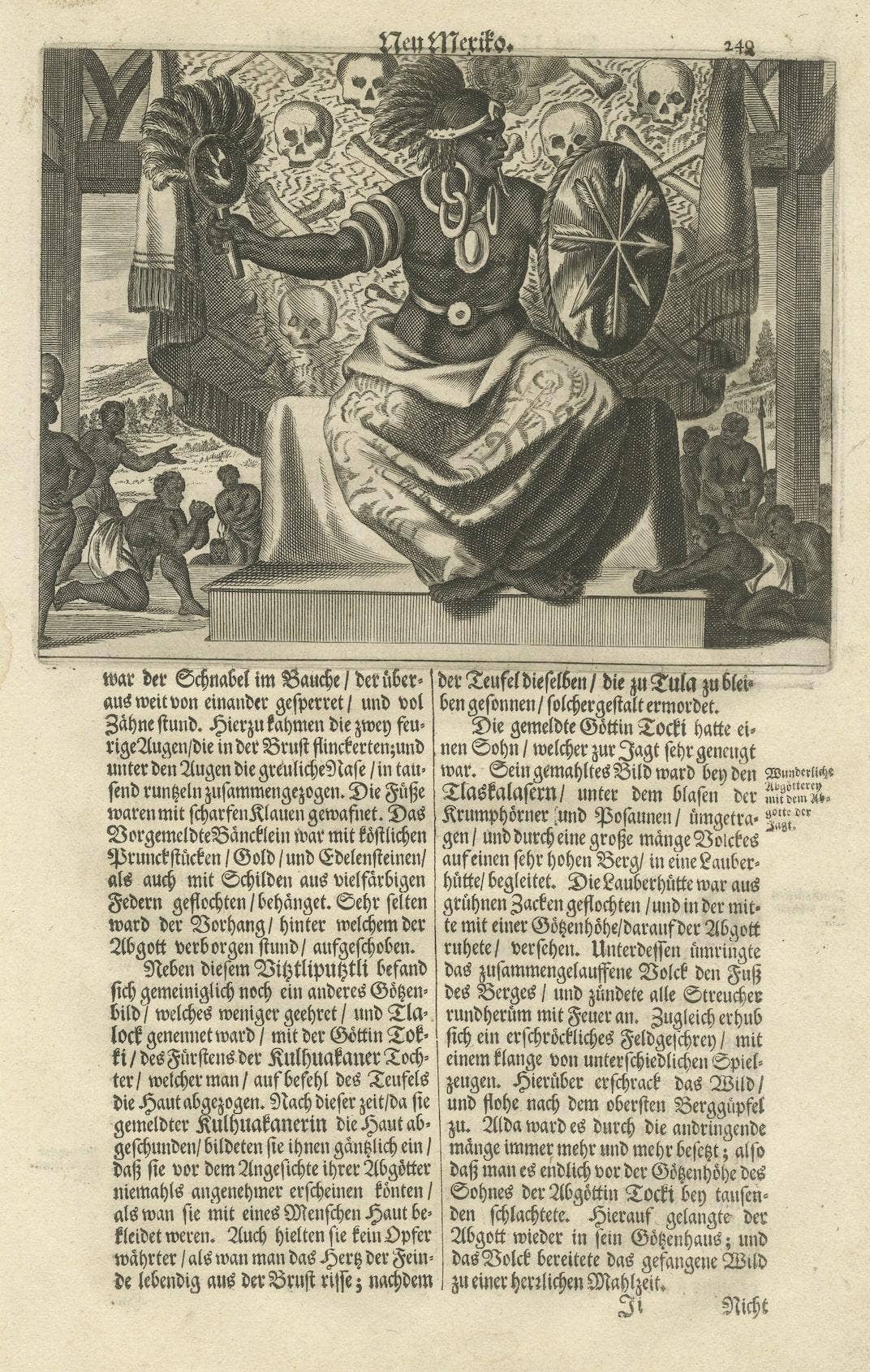 Cultural Encounter in New Mexico, Copper Engraving Published in 1673