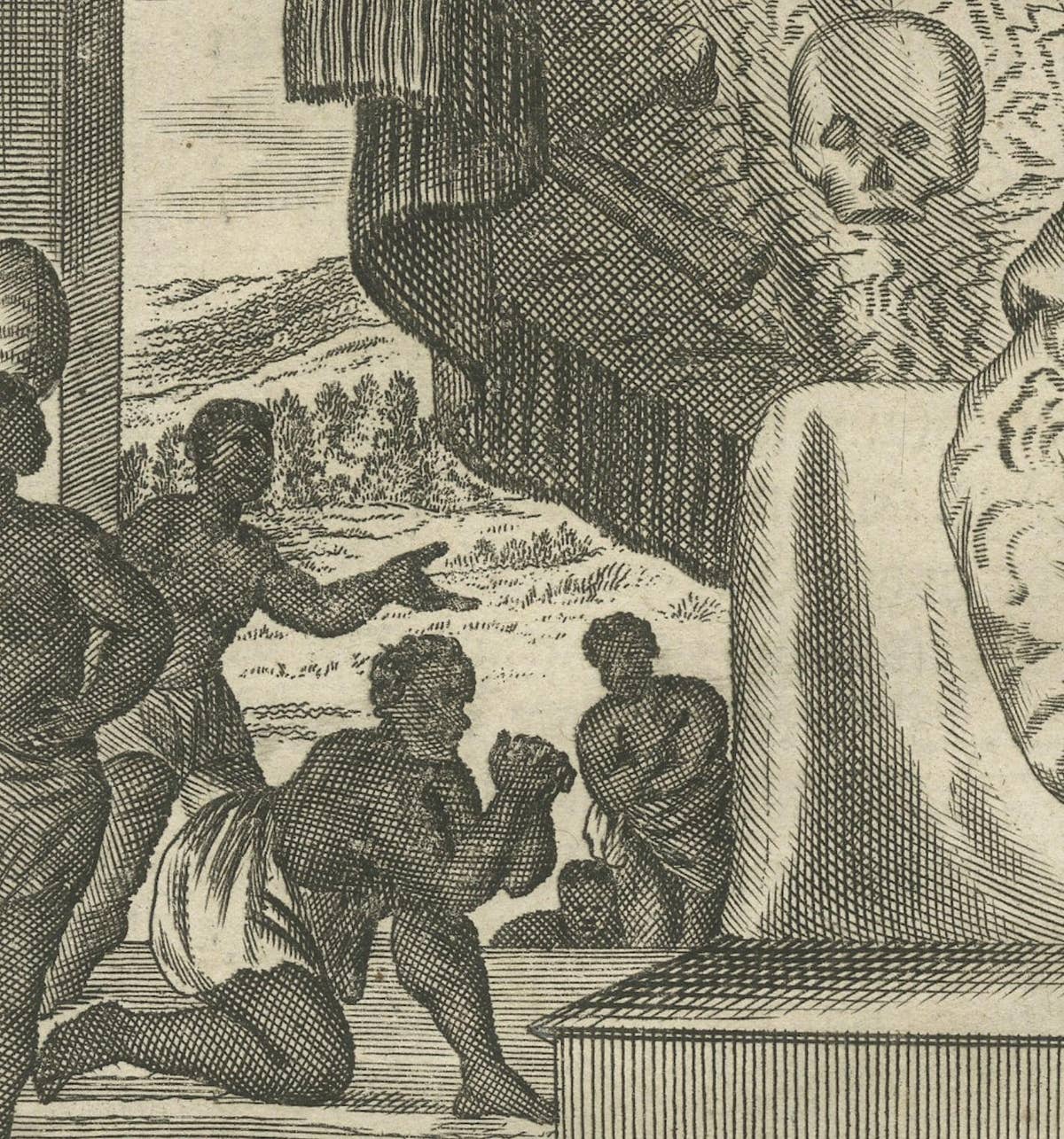 Cultural Encounter in New Mexico, Copper Engraving Published in 1673