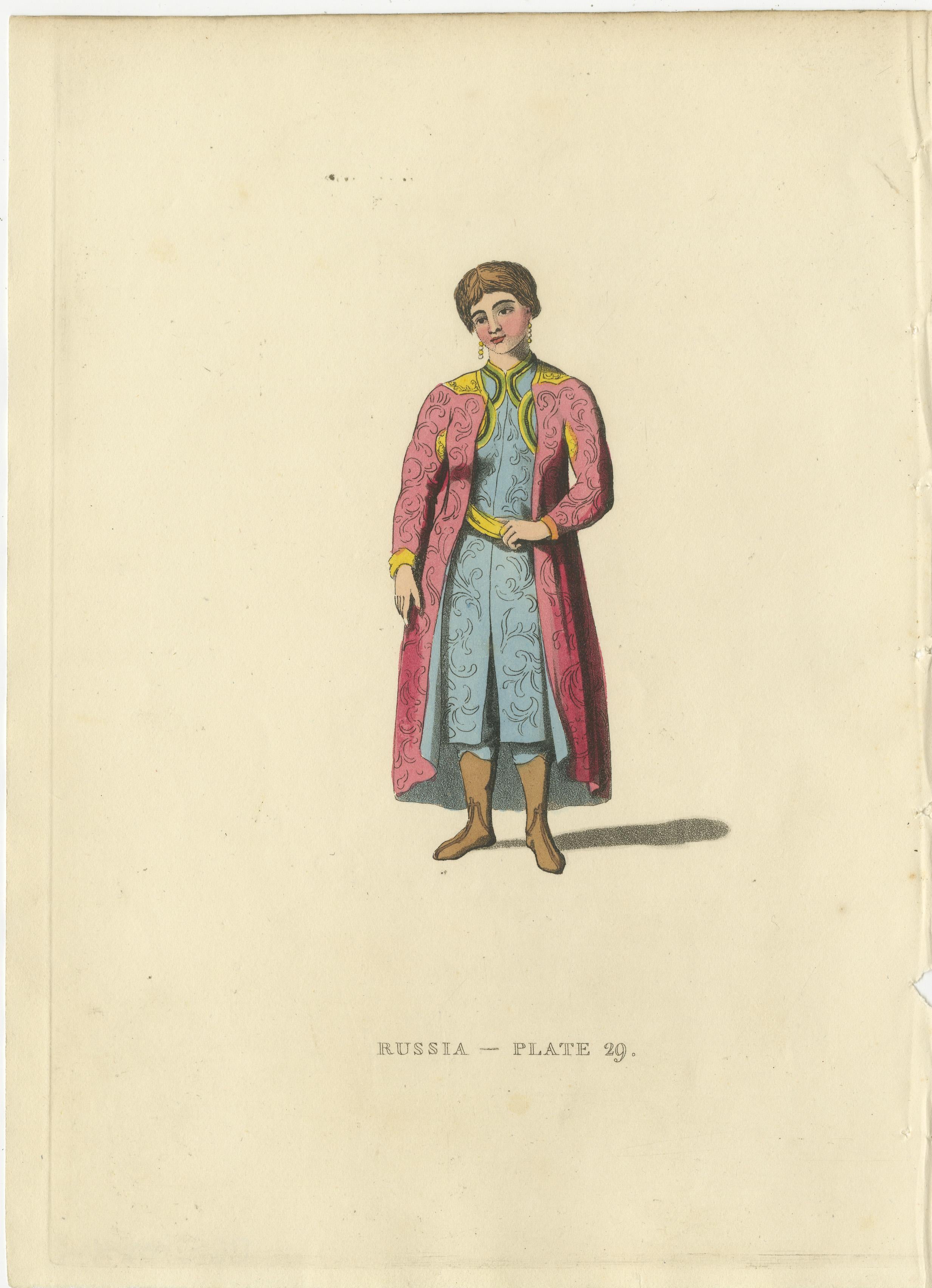 Cultural Tapestry: Traditioneller weiblicher Akt des 19. Jahrhunderts Russland, 1814 im Zustand „Gut“ im Angebot in Langweer, NL