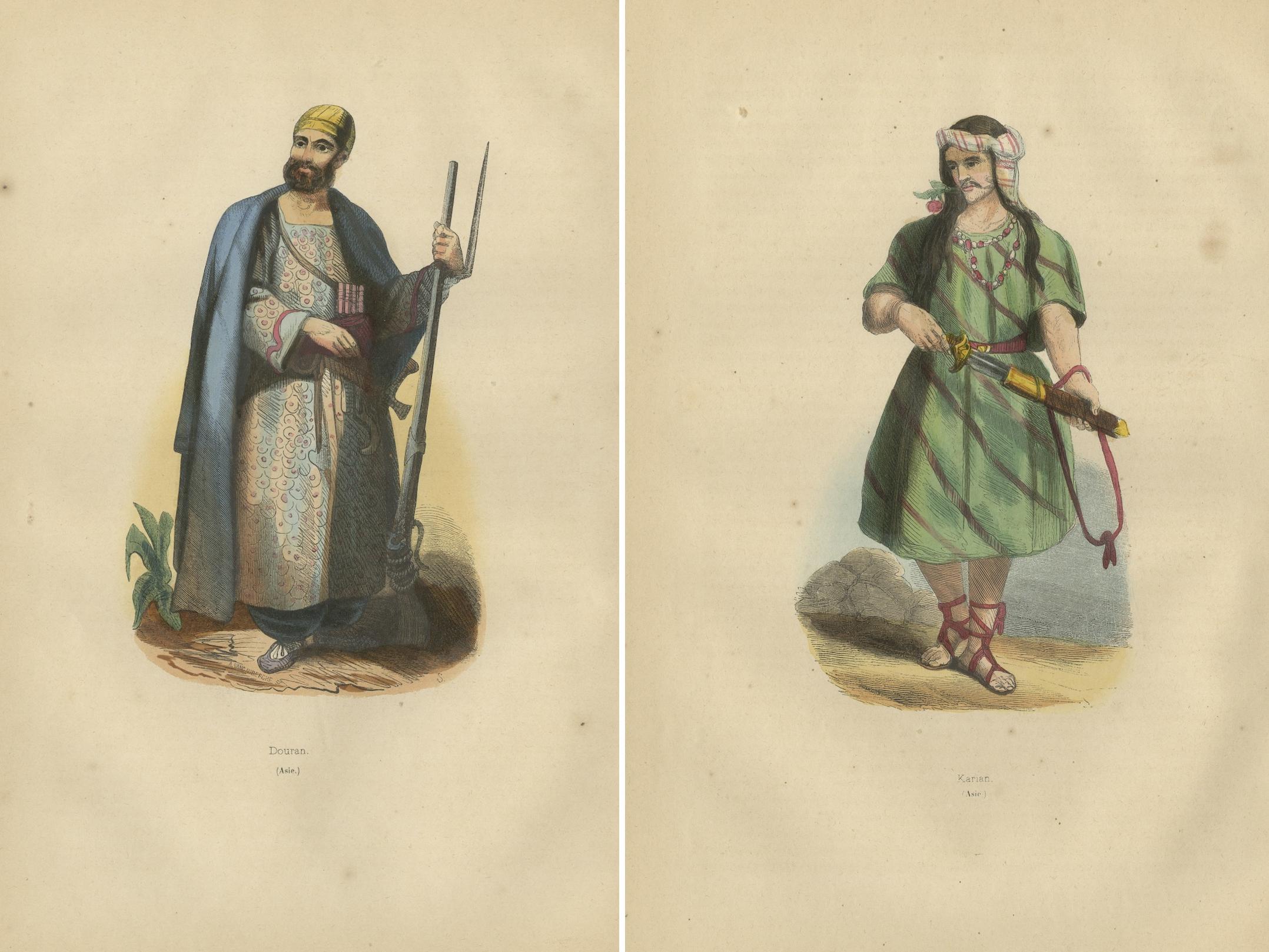 Lithographies coloriées à la main, rehaussées de gomme arabique sur papier vélin.

Extrait du volume Asie de 
