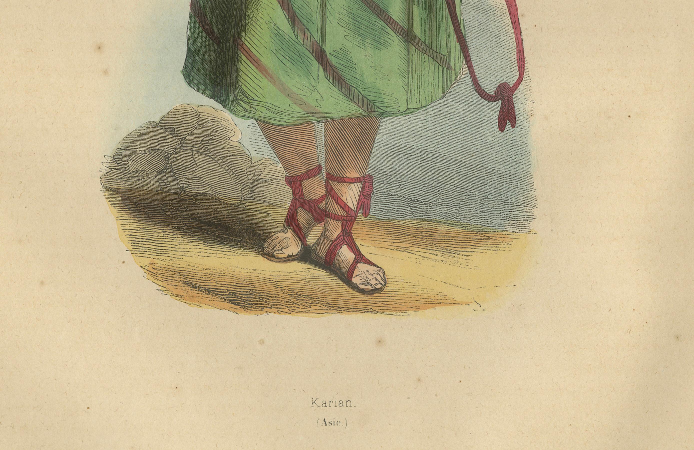 Papier Warriors culturels : tenue traditionnelle des tribus iraniennes et afghanes, 1844 en vente