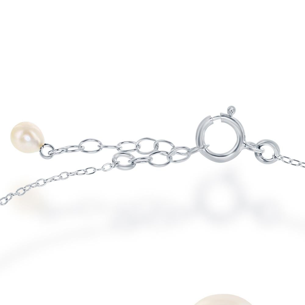 Contemporary Cultured Akoya Baroque Pearl and Sterling Silver Adjustable Bracelet For Sale