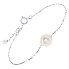 Cultured Akoya Baroque Pearl and Sterling Silver Adjustable Bracelet