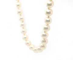 Cultured Akoya Pearl Strand Necklace with Paved Diamond Leaf Clasp in 18K