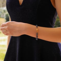 Cultured Black Pearl Strand Bracelet Set with an 18k Yellow Gold Clasp