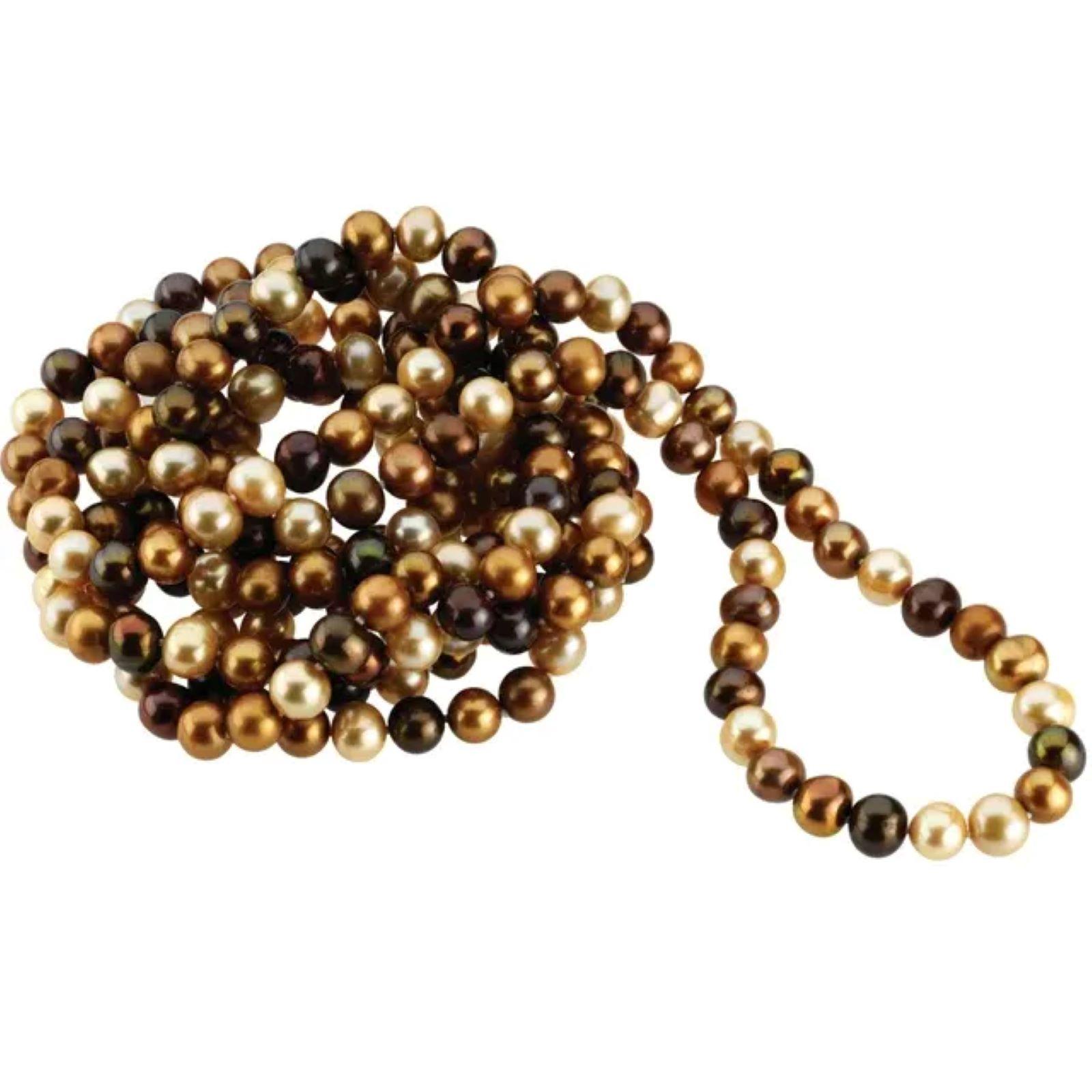 Round Cut Cultured Dyed Chocolate Freshwater Pearl Rope 72