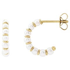 Cultured Freshwater Pearl Hoop Earrings in 14K Yellow Gold