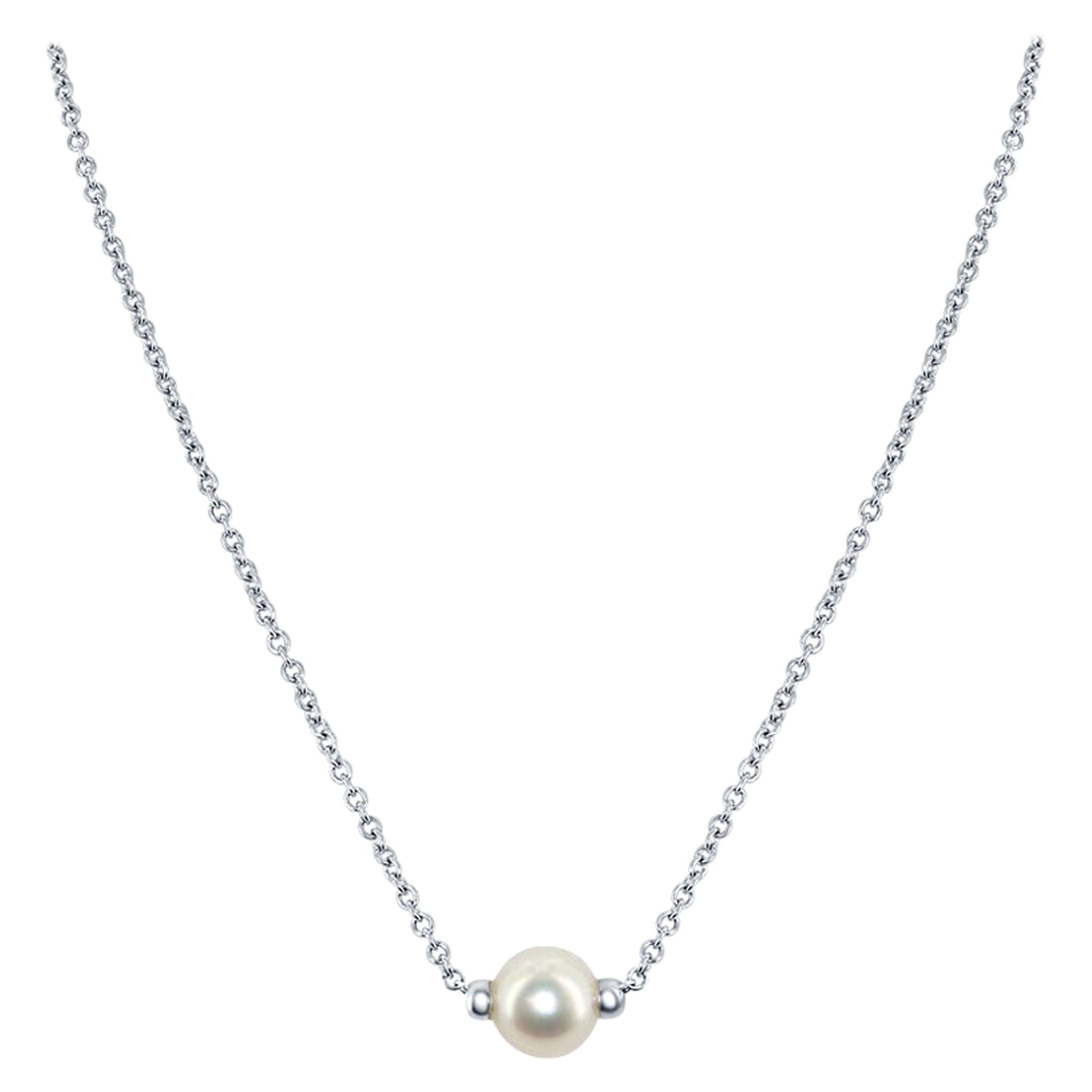 Cultured Freshwater Pearl Pendant on .925 Sterling Silver Chain For Sale