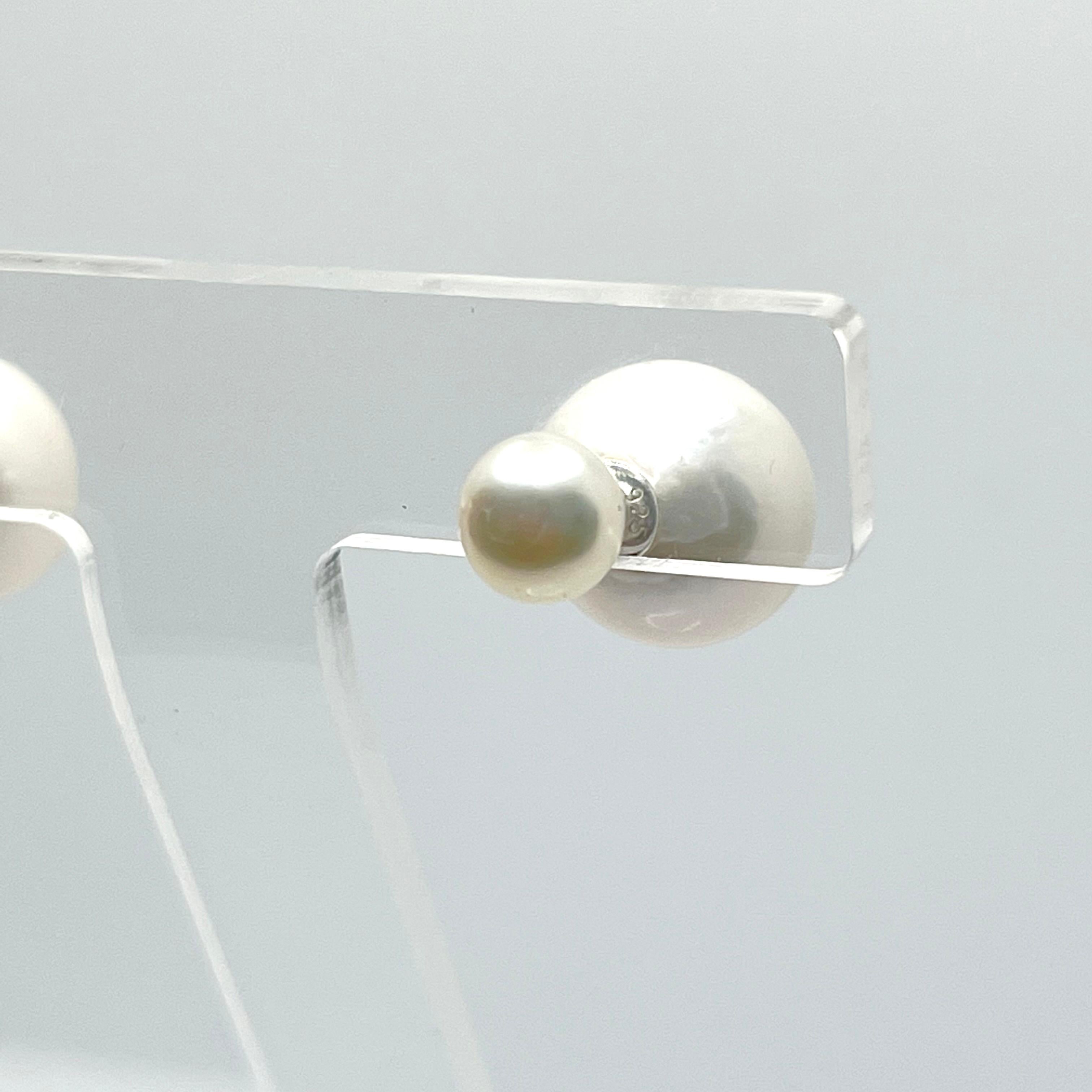 Round Cut Cultured Freshwater Pearl Tribal Earrings For Sale