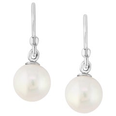 Cultured Freshwater White Pearl Earrings in Sterling Silver