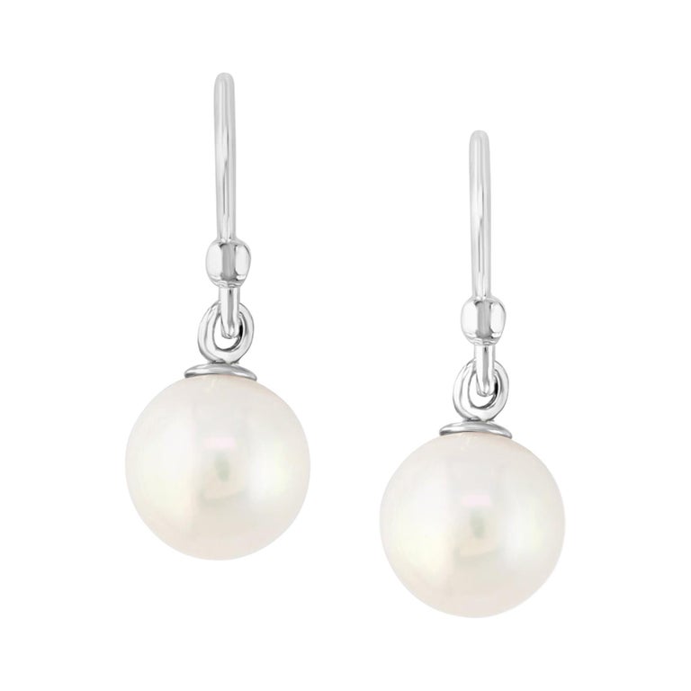 Freshwater Pearl Earrings with Graduated Emerald 10mm Freshwater Cultured Pearl Freshwater Pearl Earrings with Graduated Emerald 10mm Freshwater Cultured Pearl