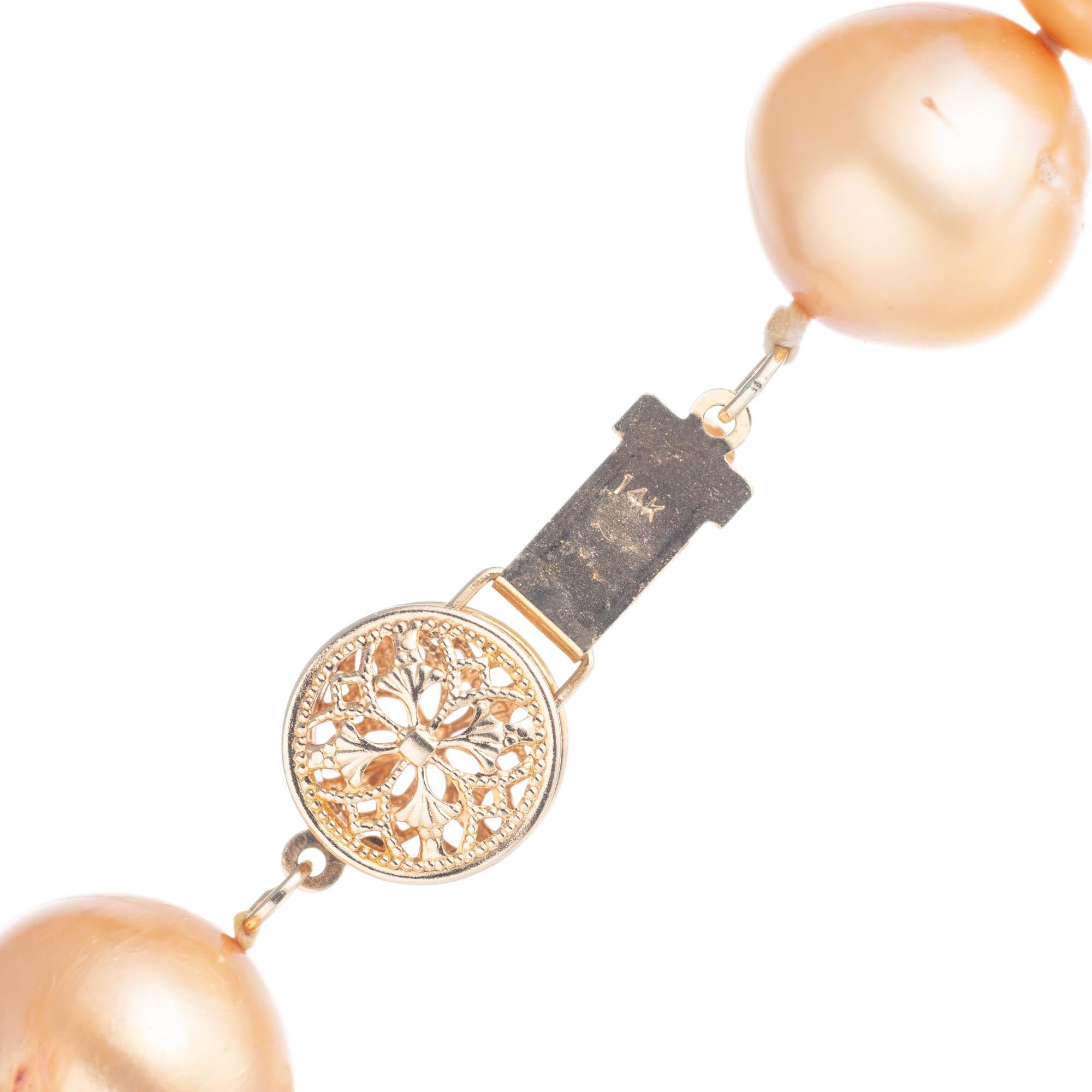 Cultured Freshwater Yellow Pearl Yellow Gold Necklace In Excellent Condition For Sale In Stamford, CT