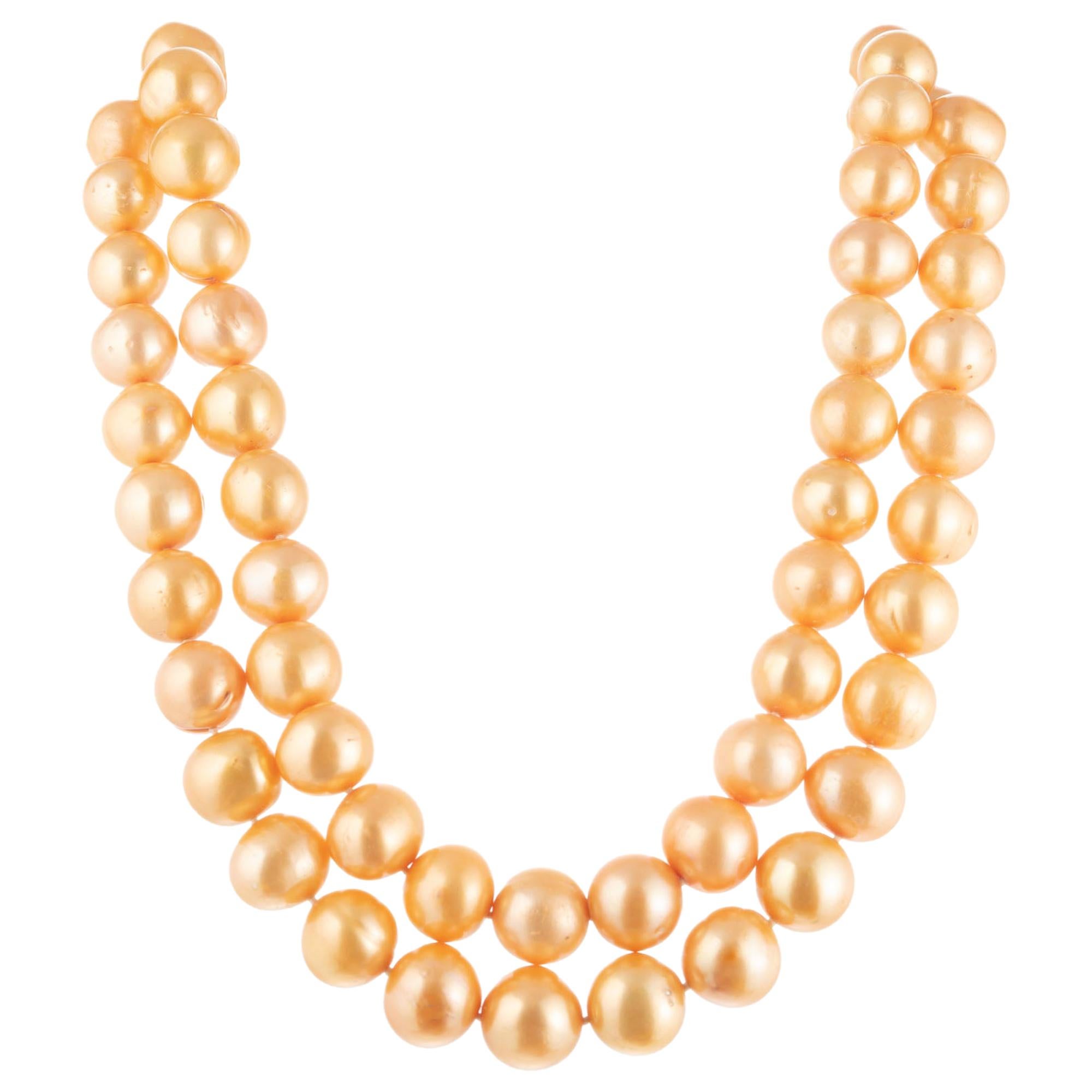 Cultured Freshwater Yellow Pearl Yellow Gold Necklace