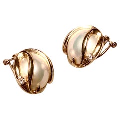 Pendientes de perlas cultivadas Mabe, oro y diamantes