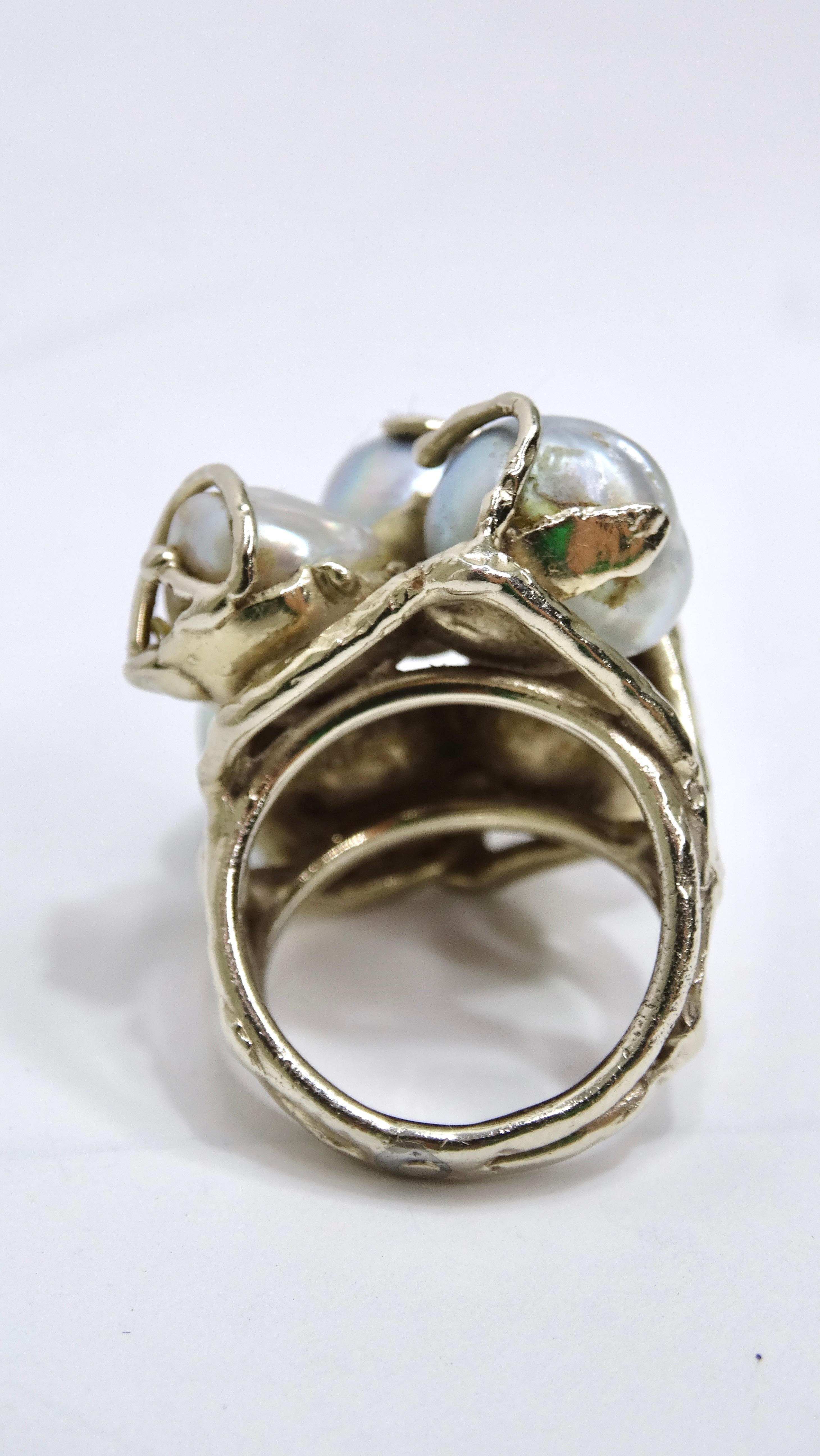 Cultured Pearl 14k White Gold 1970's Ring In Good Condition For Sale In Scottsdale, AZ