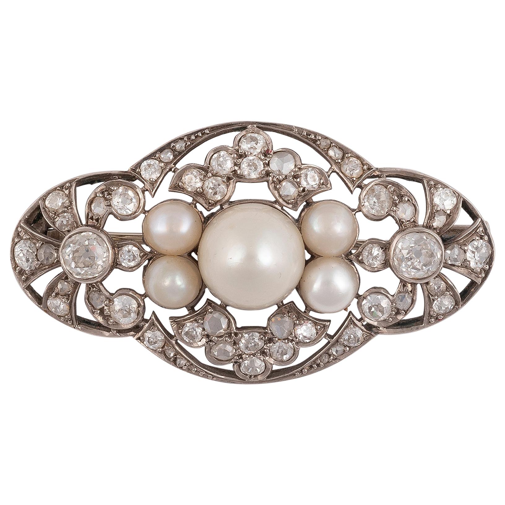 Pearl and Diamond Brooch