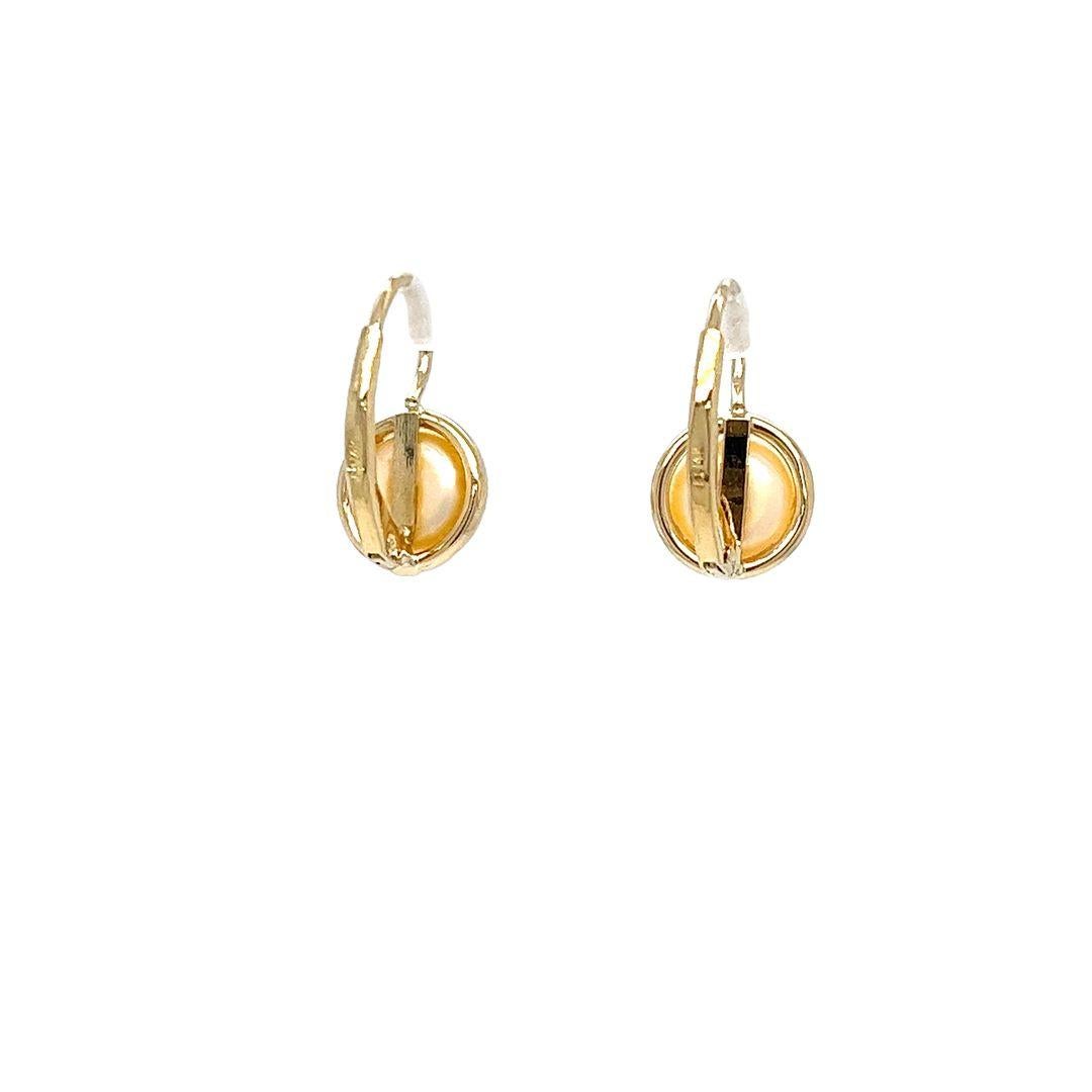 Cultured Pearl and Yellow Gold Drop Earrings In Good Condition In Coral Gables, FL