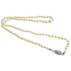 Cultured Pearl Antique Necklace Graduated 14 Karat Lock