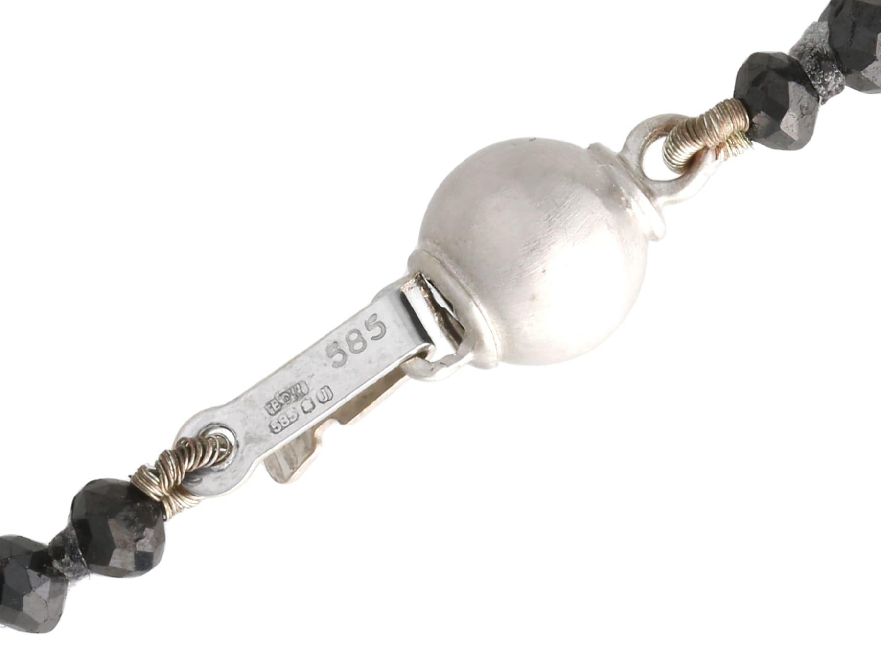 Cultured Pearl, Black Diamond, White Diamond, 18k Oxidised White Gold Pendant For Sale 4