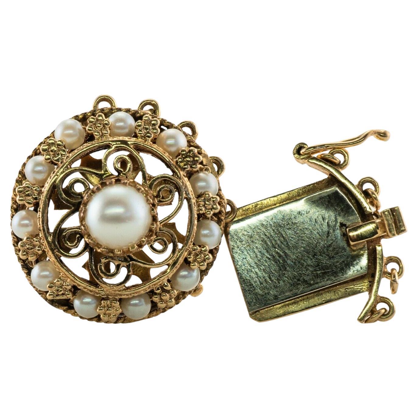 Cultured Pearl Clasp Pendant 14K Gold Vintage
