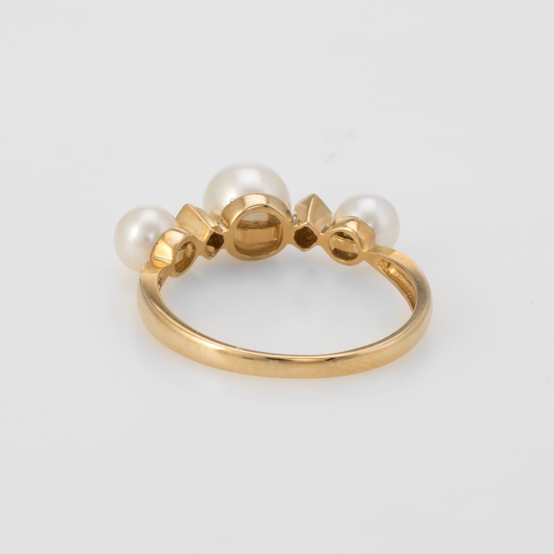 Women's Cultured Pearl Diamond Band Ring 14 Karat Yellow Gold Fine Jewelry
