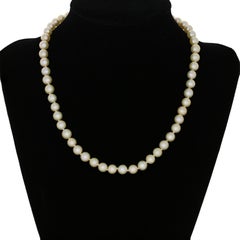 Cultured Pearl & Diamond Necklace, 18k Gold Knotted Strand
